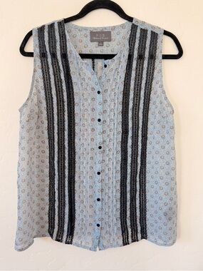 PJK Patterson & Kincaid Printed Sleeveless Button-Front Blouse Size S